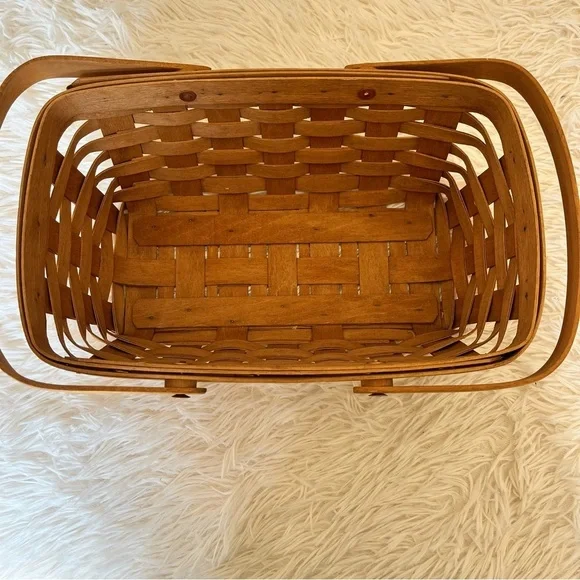Longaberger Gathering Basket Signed LD1991 Double Swing Handles Maple 12W 5.5D - Picture 3 of 6